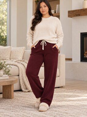 UGG Shannon Double Knit Fleece Jogger Pants Burgundy Size 2X NWT